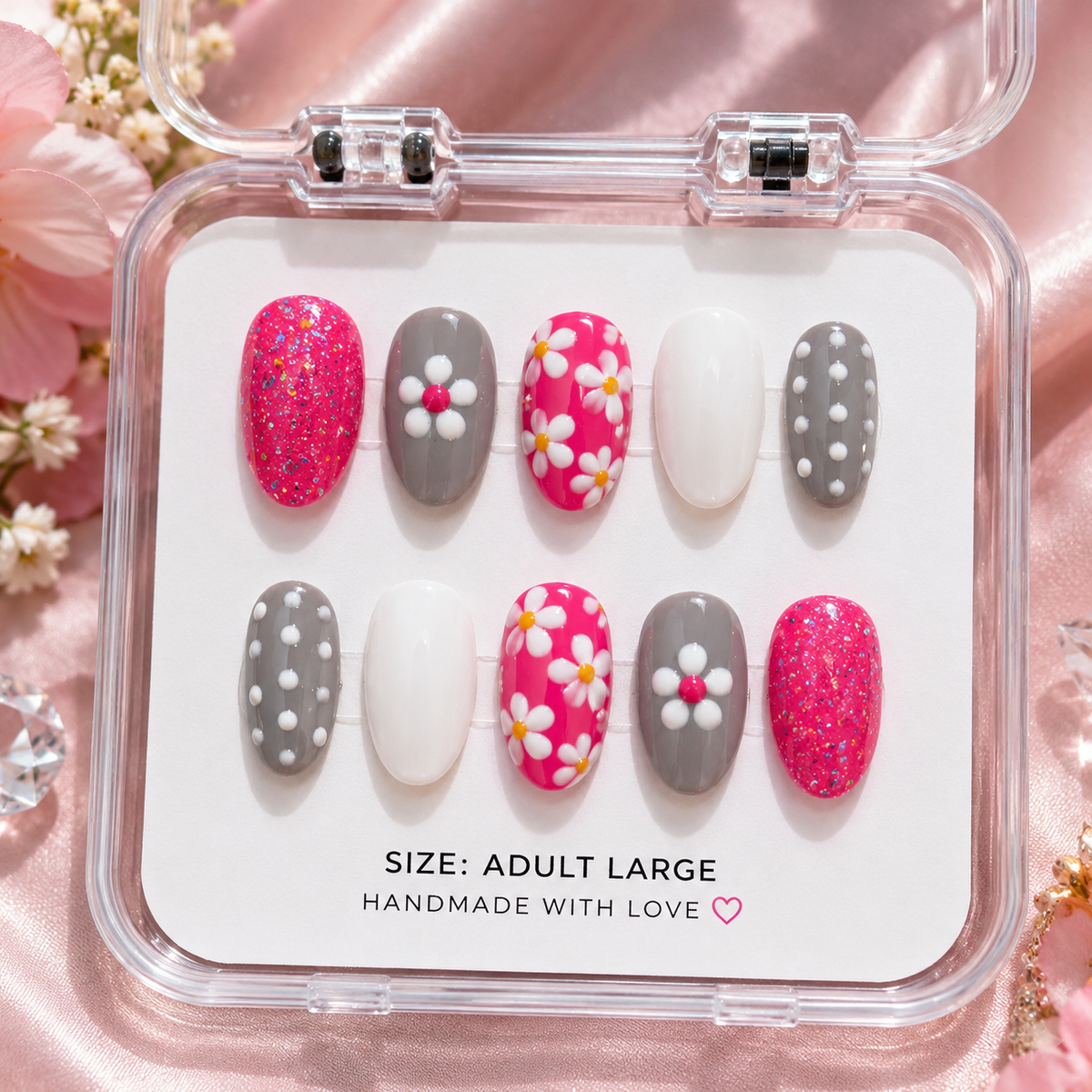 Cute Floral Press-On Nails