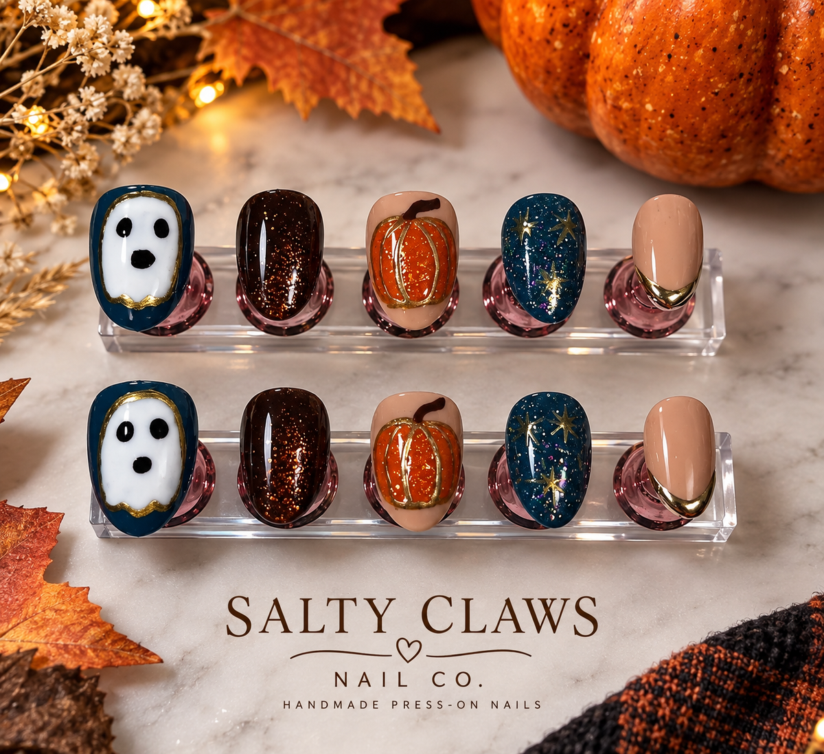 Midnight Harvest – Fall Halloween Press-On Nails