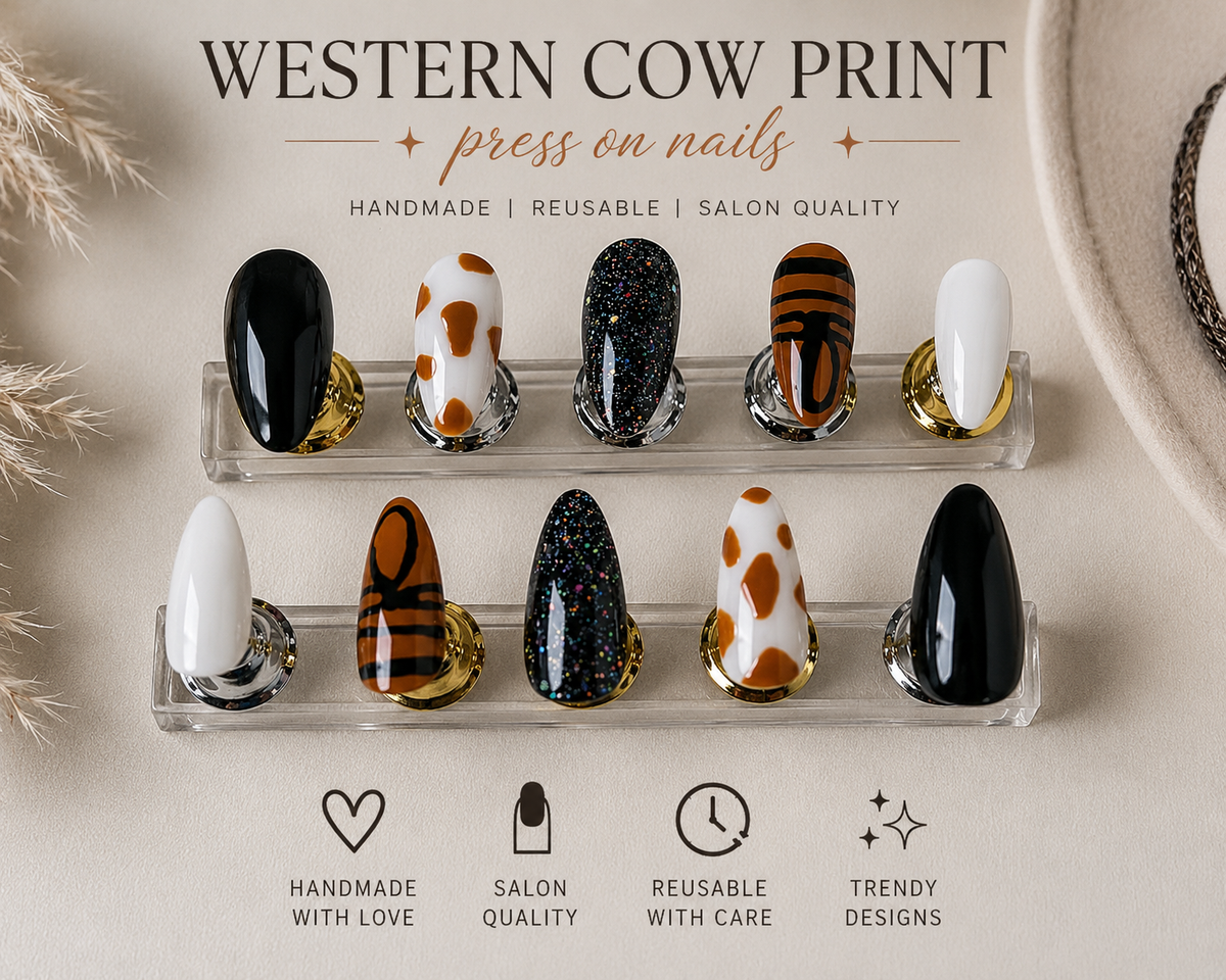 Western Cow Print Press- On Nails