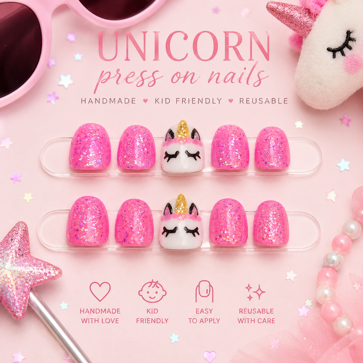 Kids Unicorn Press-On Nails
