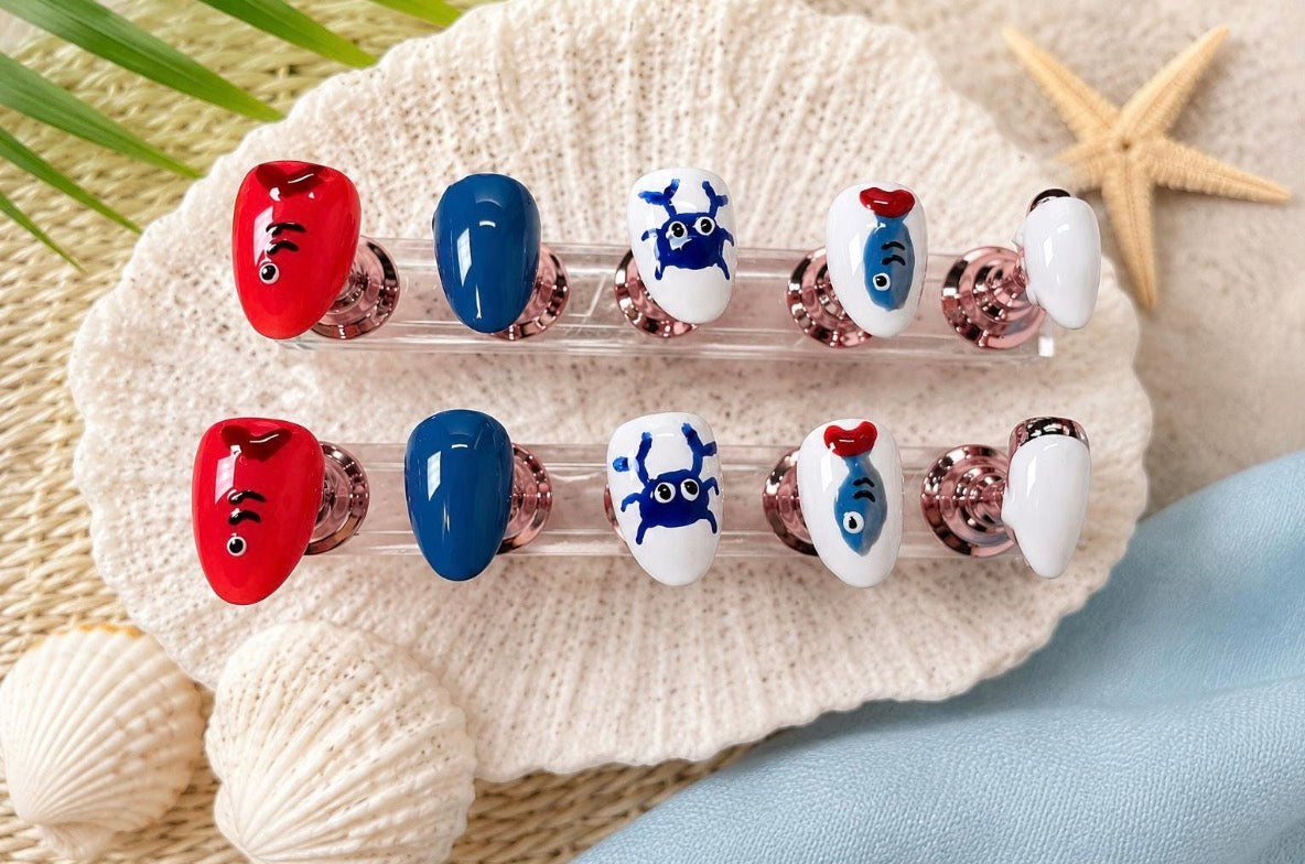 Coastal Crab Press-On Nails