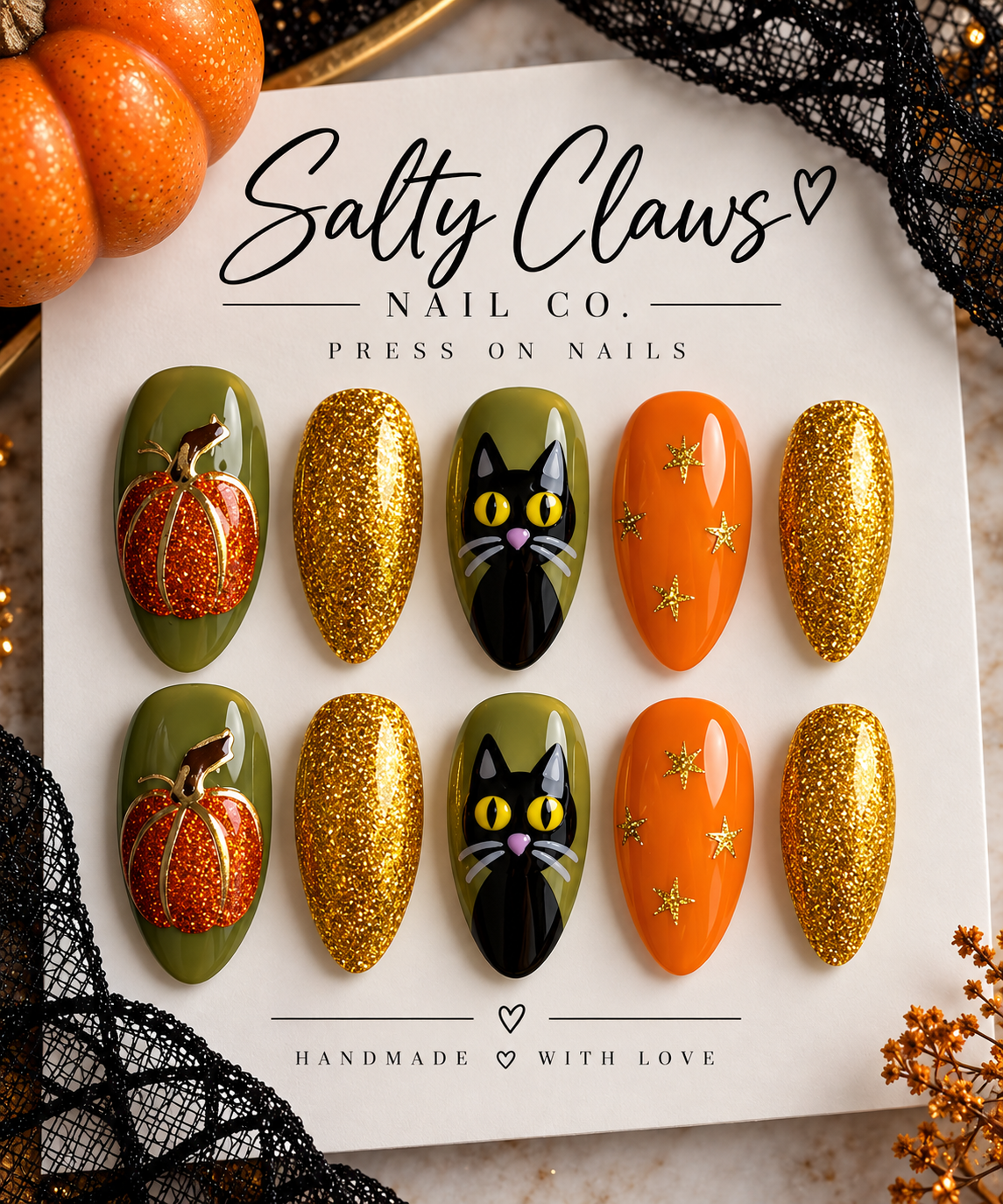 Pumpkin Paws – Halloween Press-On Nails