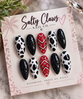 Wild West Sparkle – Cow Print & Bandana Press-On Nails
