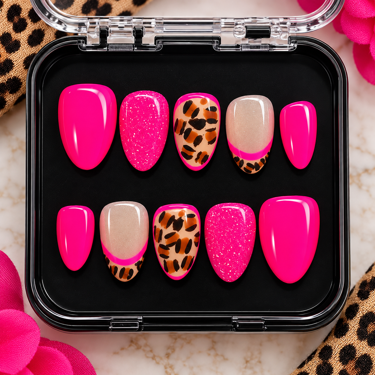 Wild About Pink – Leopard Press-On Nails